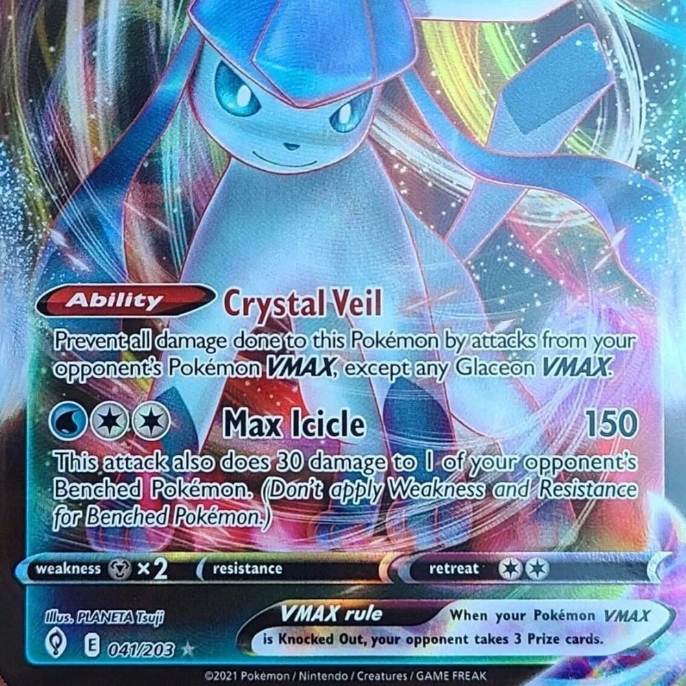 Glaceon VMAX 041/203 Pokemon TCG Evolving Skies Holo Ultra Rare, Mint